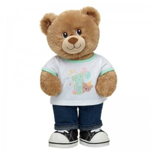 Build A Bear Lil' Cub Brownie Teddy Bear "First Birthday Party" Gift Set Regali per neonati | UGVXN7046